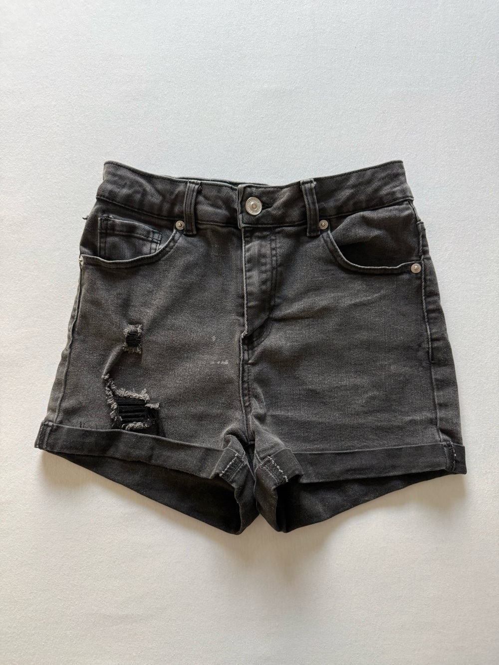 Wax Jeans Distressed Black Denim Shorts | Y2K Grunge Edgy Vintage | Size M